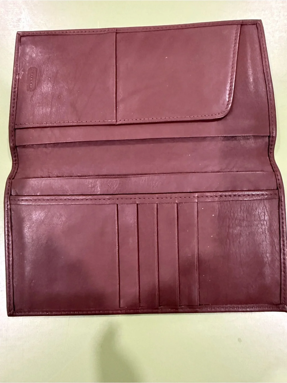 Leather Long Wallet Organizer in Burgundy